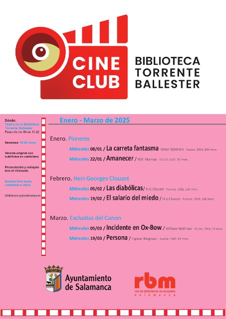 Cineclub de la Biblioteca Torrente Ballester. Enero-Marzo 2025