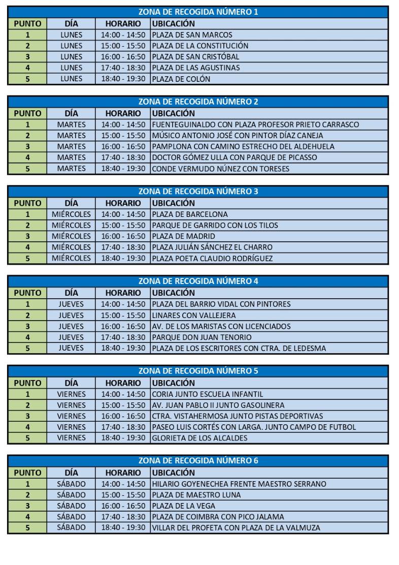 Puntos y horarios Punto Movil