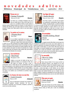 B. de Vistahermosa. Boletin novedades adultos. julio-septiembre 2022