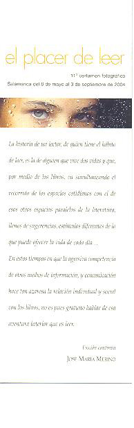 Marcapaginas Placer de leer trasera 2004