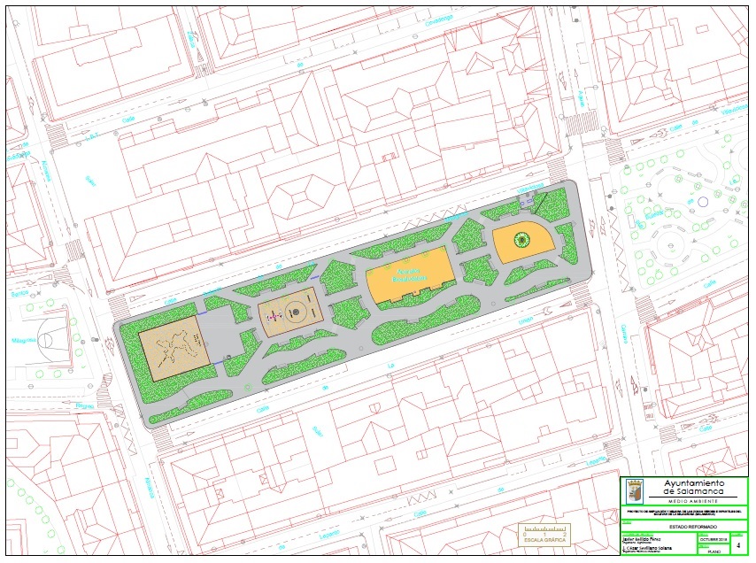 Plano del proyecto de mejora en el Bulevar de la Milagrosa