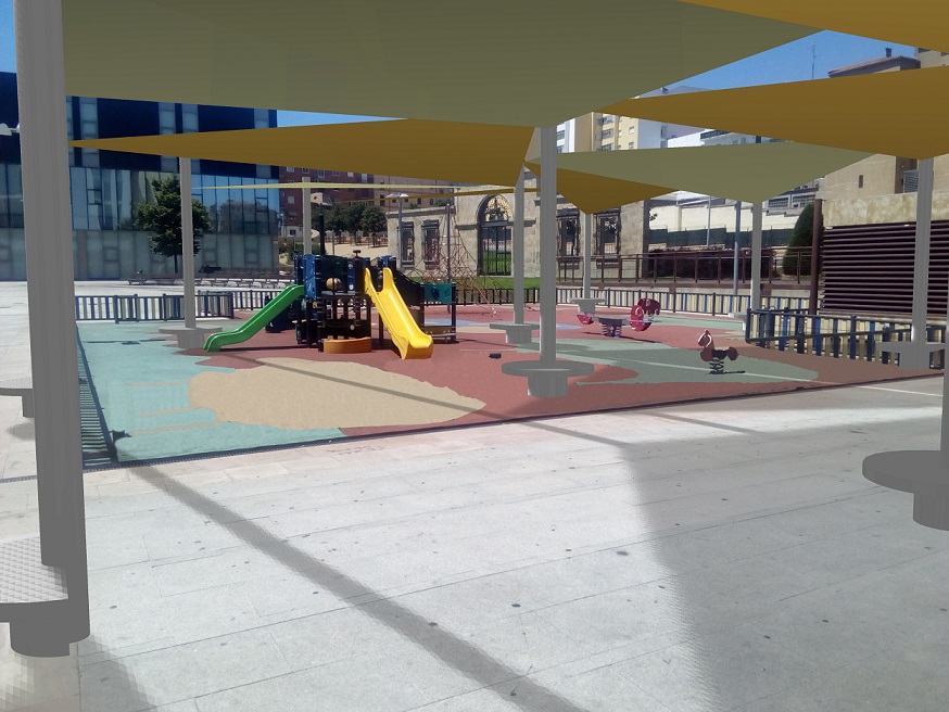 Recreacion virtual de la zona infantil de la plaza de la Concordia