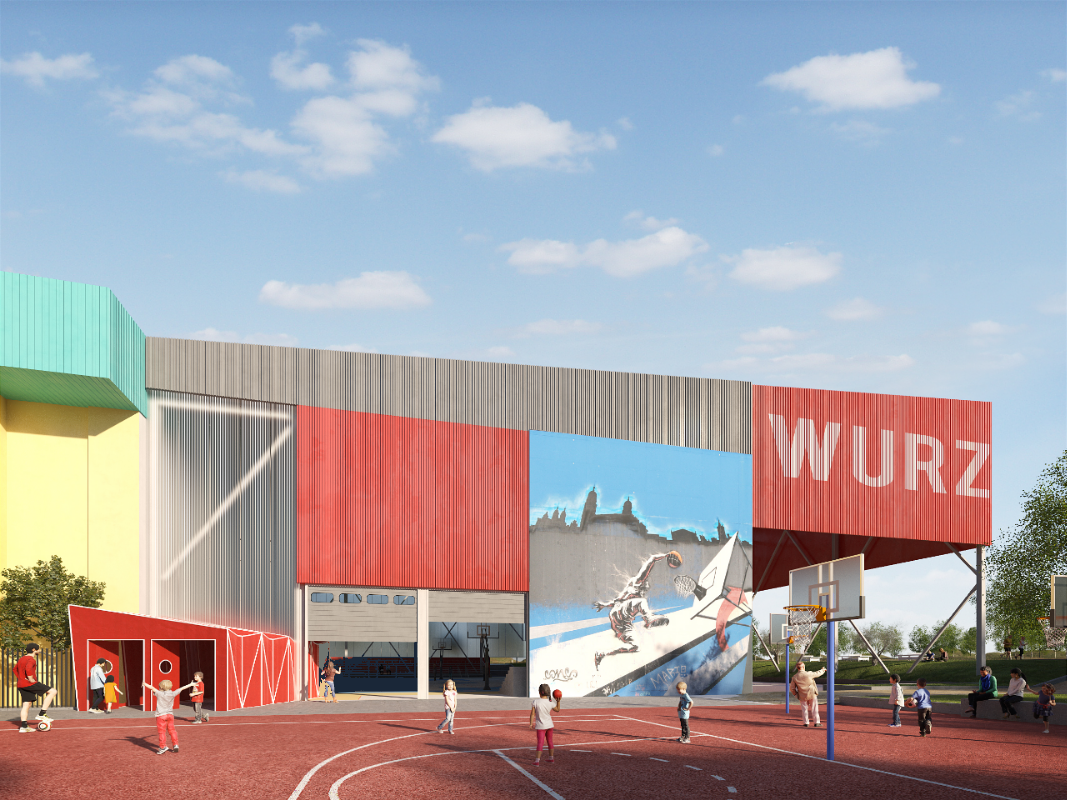 Recreacion del proyecto del nuevo pabellon anexo a Wurzburg