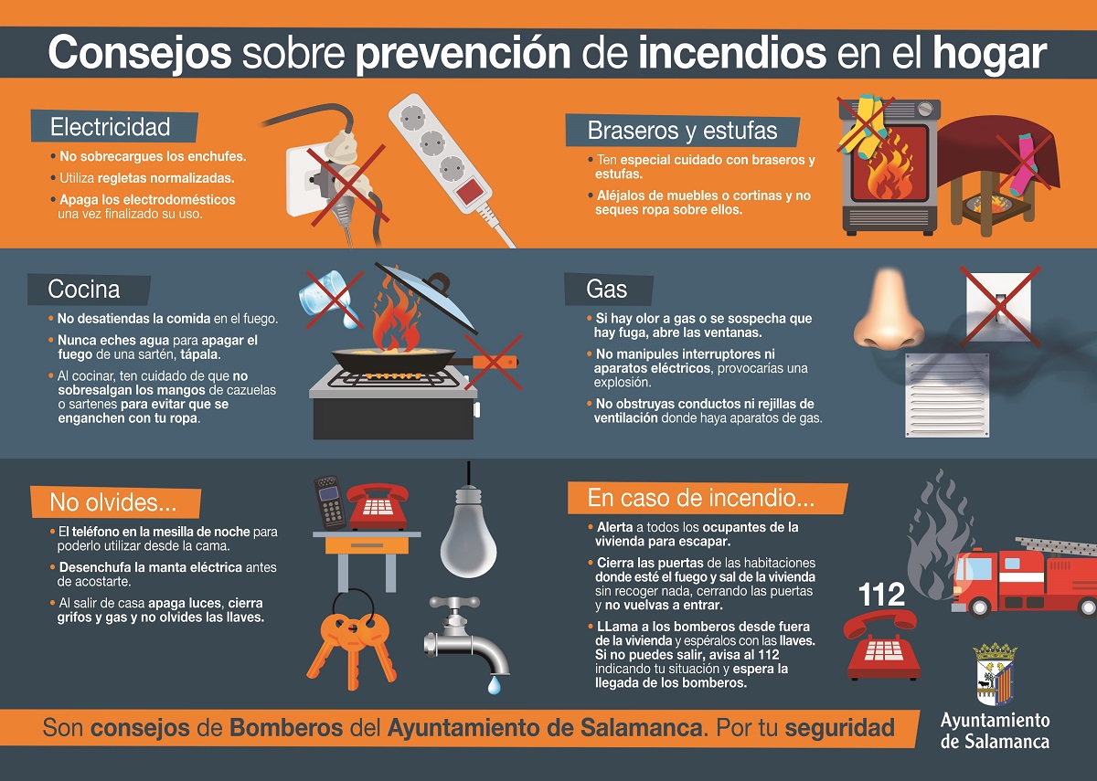 Lista de consejos elaborada por los Bomberos de Salamanca
