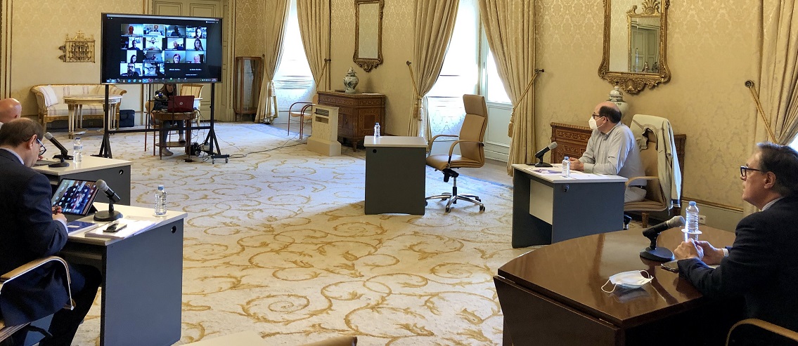 Un momento de la reunion telematica en el Ayuntamiento