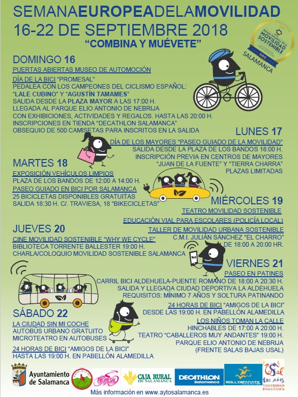 Cartel de actividades de la Semana Europea de la Movilidad