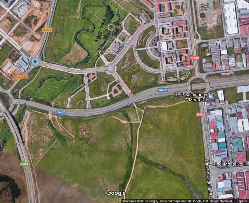 Imagen aerea del futuro emplazamiento en el Zurguen (Google Maps)
