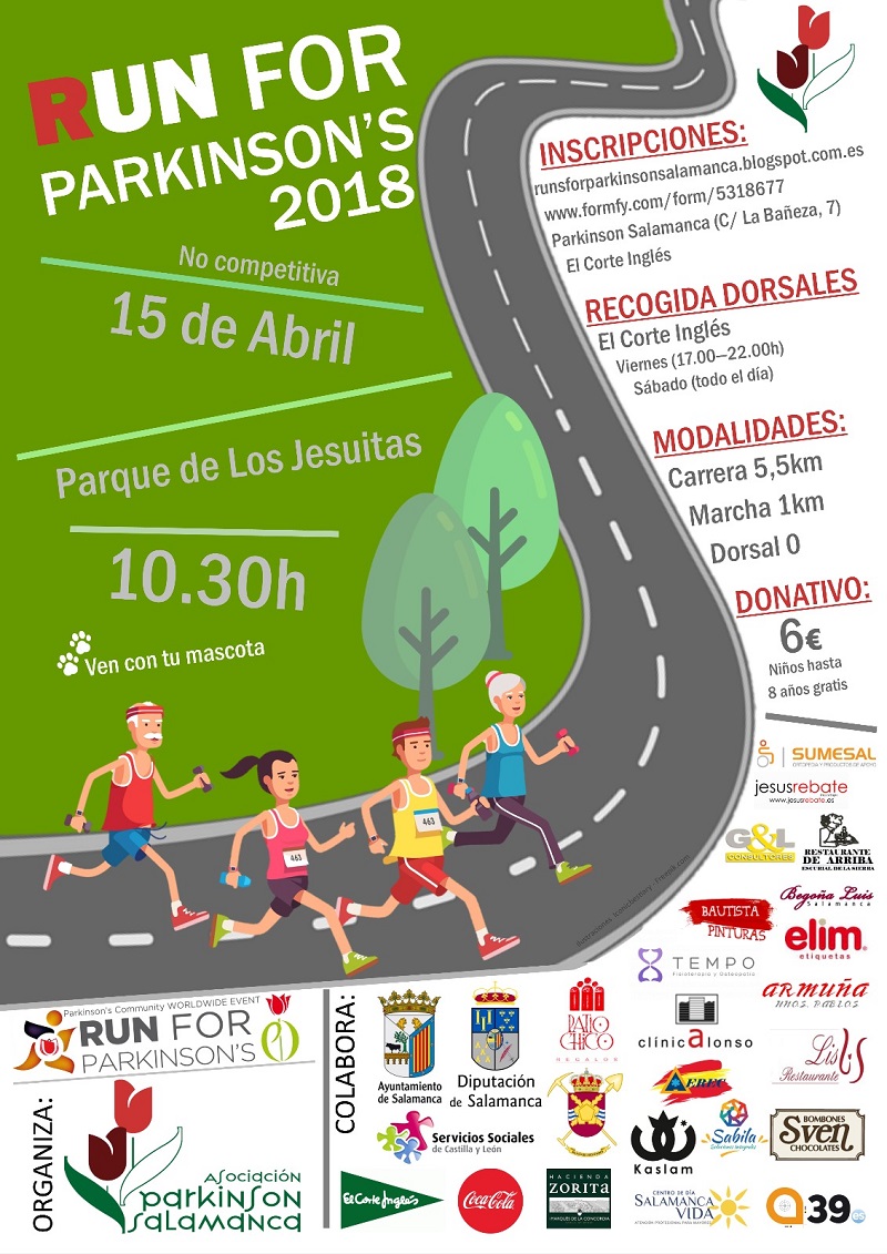Imagen del cartel anunciador de la carrera popular y solidaria  Run for Parkinson
