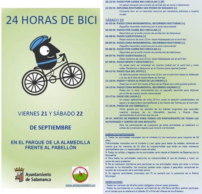 Cartel de actividades de  24 horas en Bici
