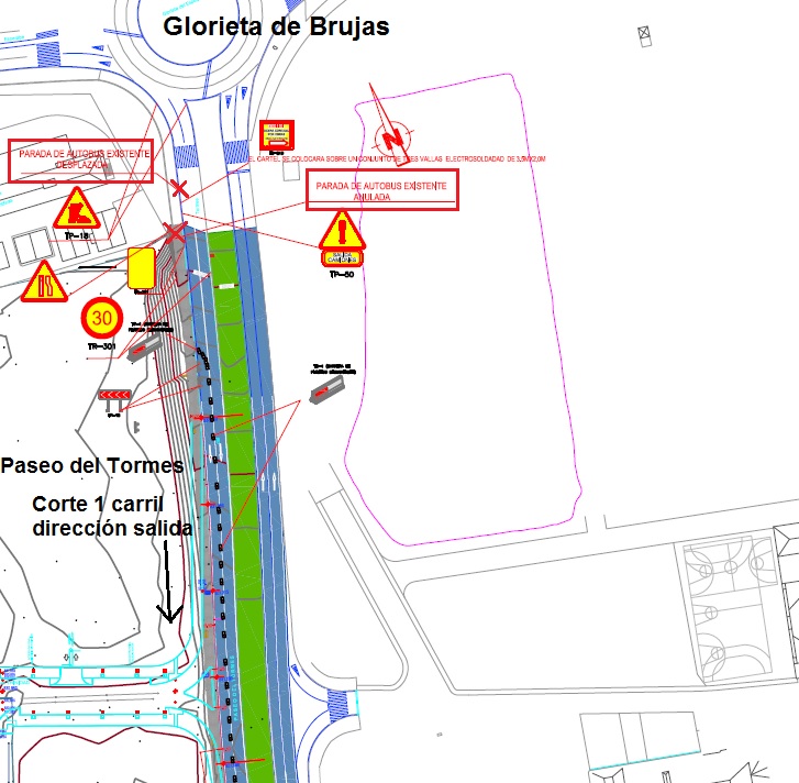 Mapa de las modificaciones de trafico  senalizacion y paradas de autobus urbano
