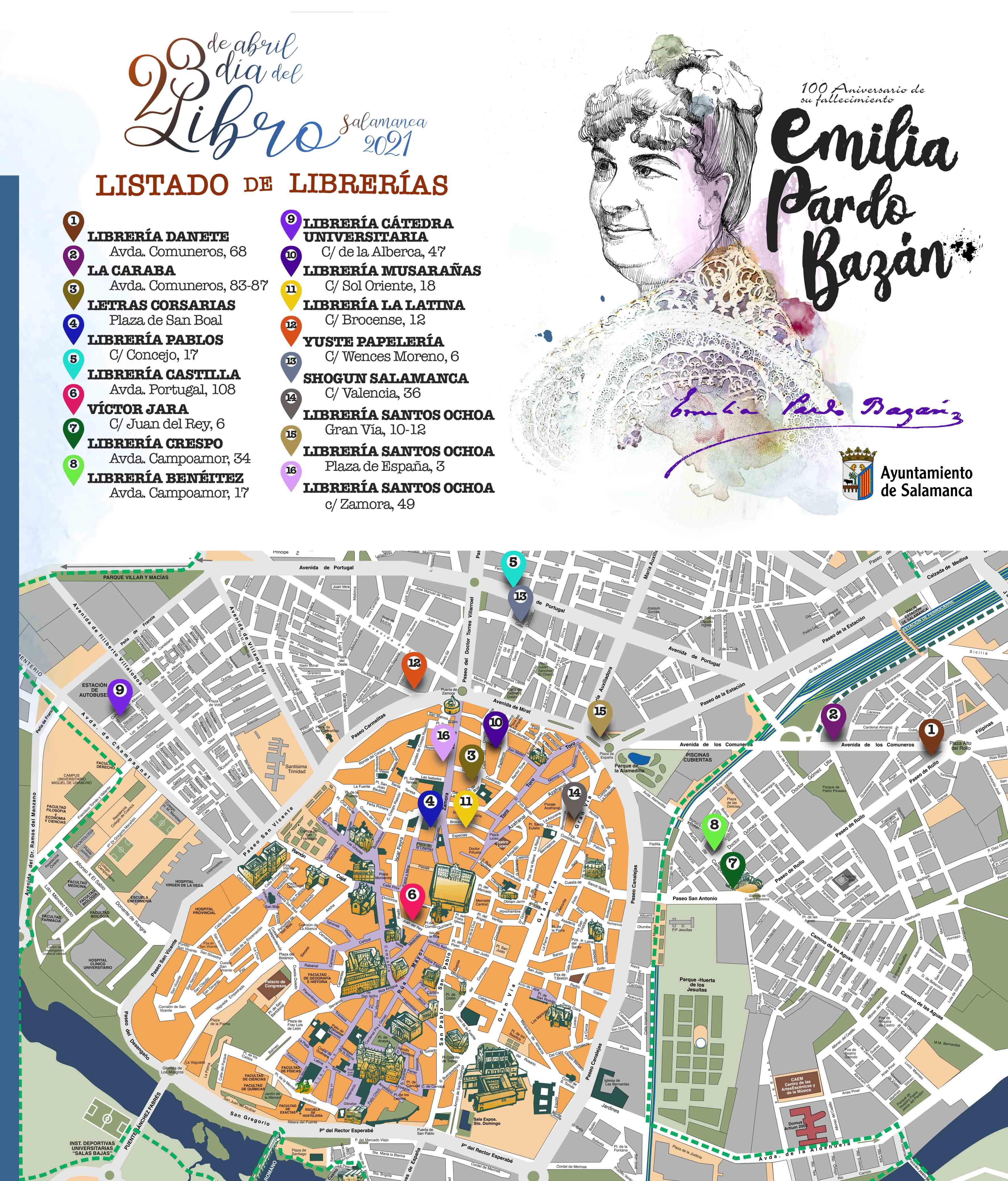 Ubicacion de las librerias participantes en el Dia del Libro