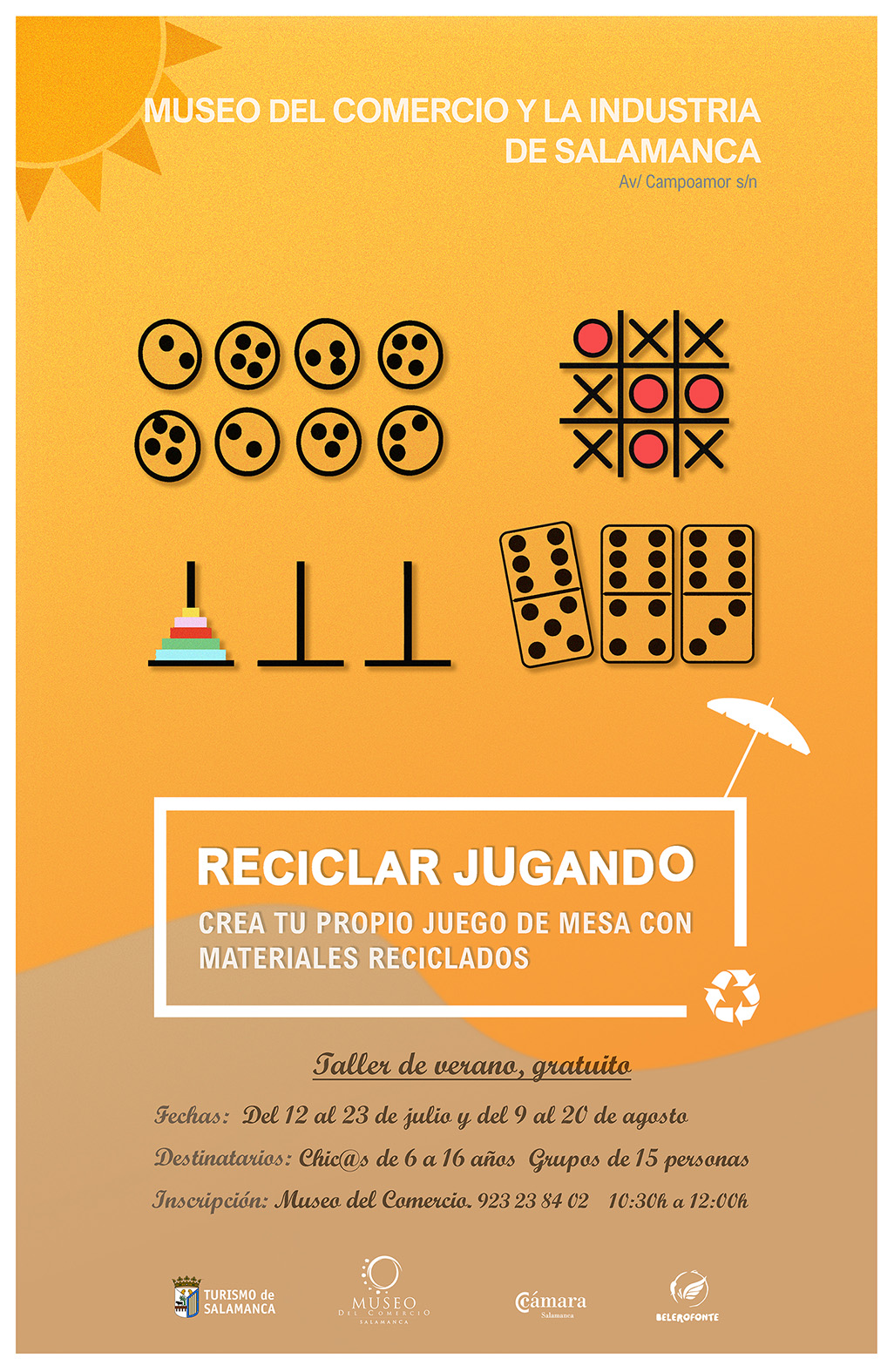 Cartel de los talleres de reciclaje en el Museo del Comercio