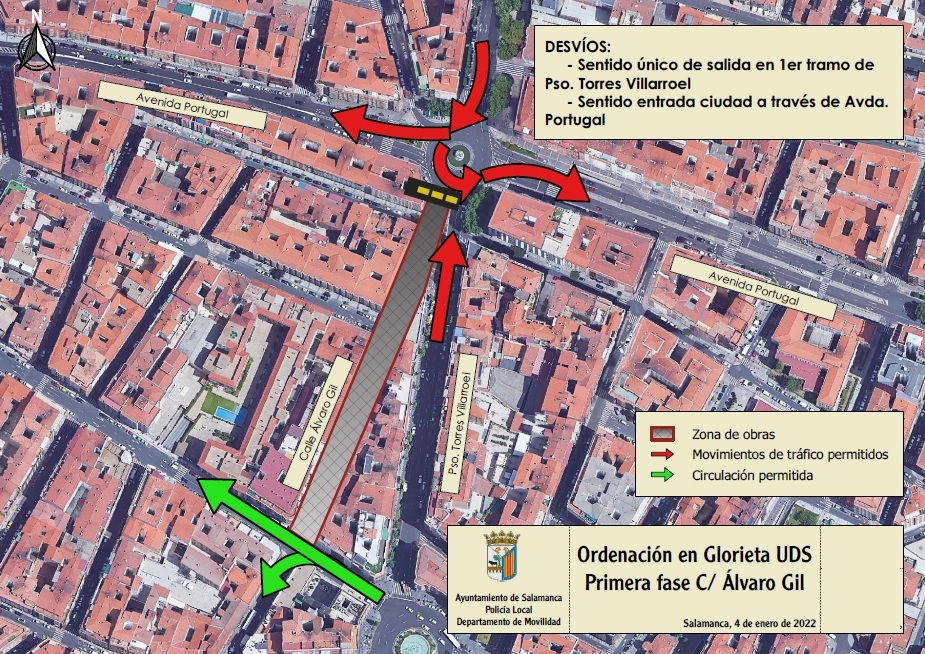 Plano de los cortes de trafico en Alvaro Gil