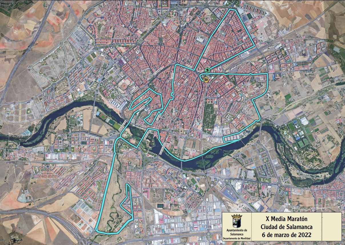 Plano de la decima Media Maraton  Ciudad de Salamanca