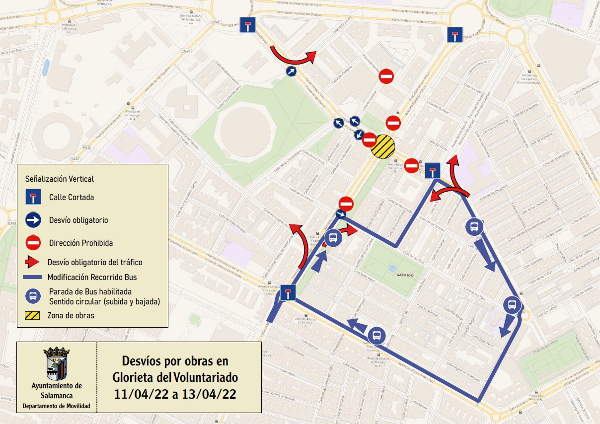 Plano con los cortes de trafico y desvios