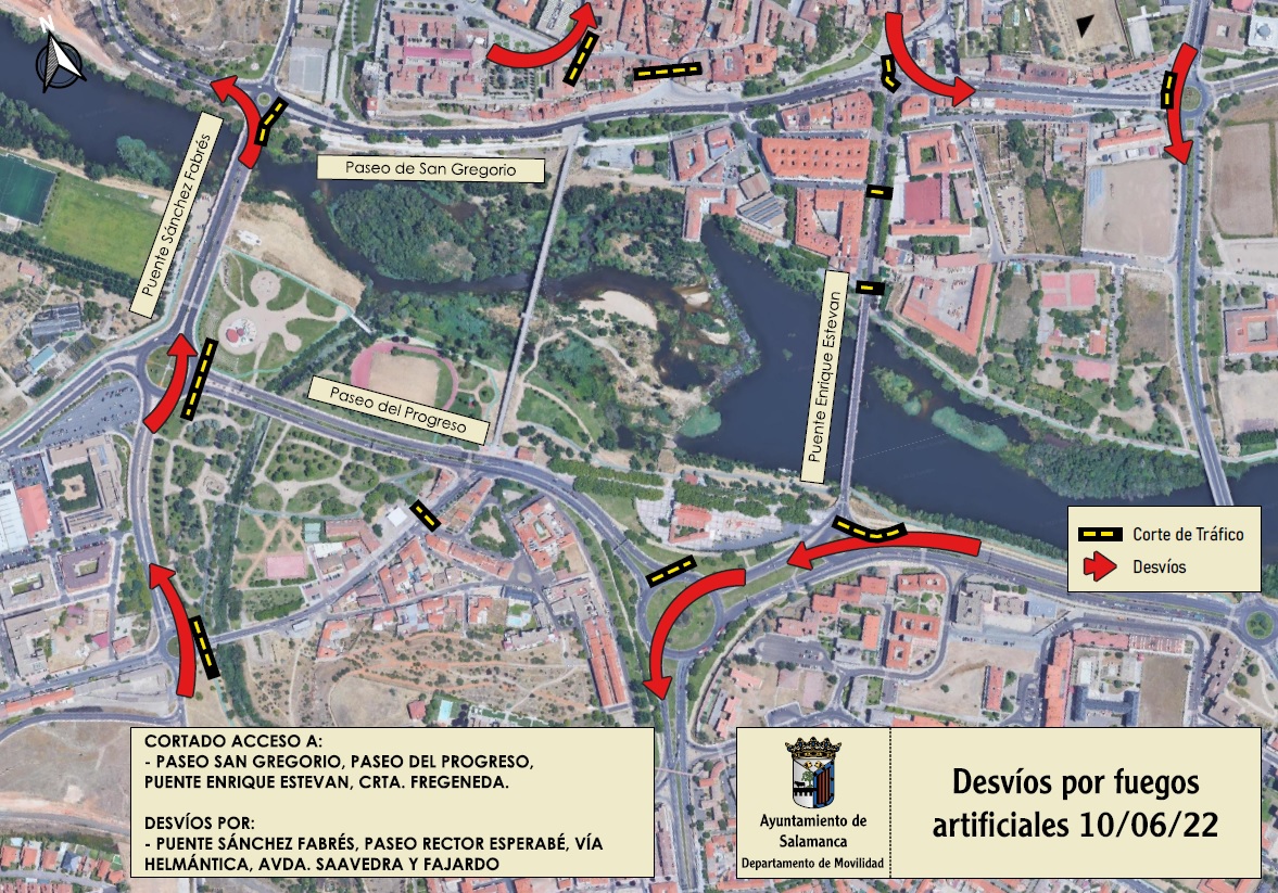 Cortes de trafico durante los fuegos artificiales por San Juan de Sahagun