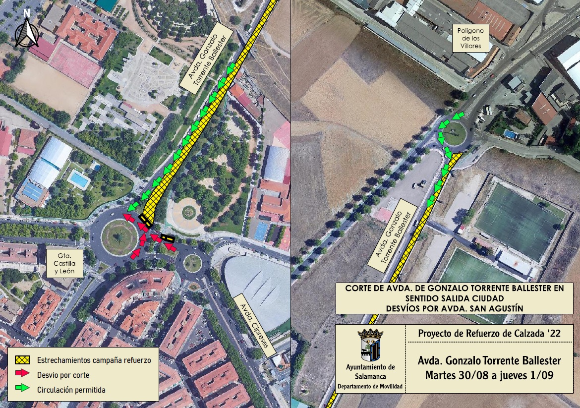 Plano con los cortes de trafico y desvios