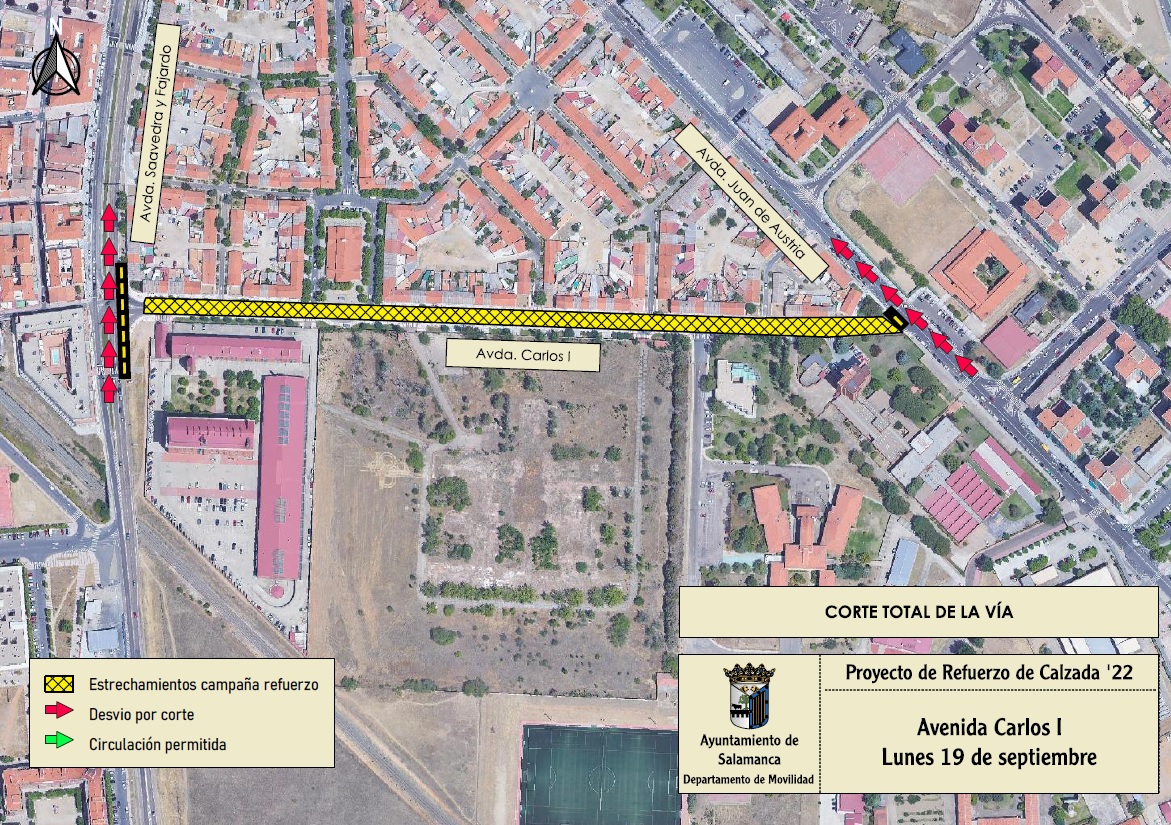 Cortes de trafico y desvios el lunes 19 en la Avenida de Carlos I