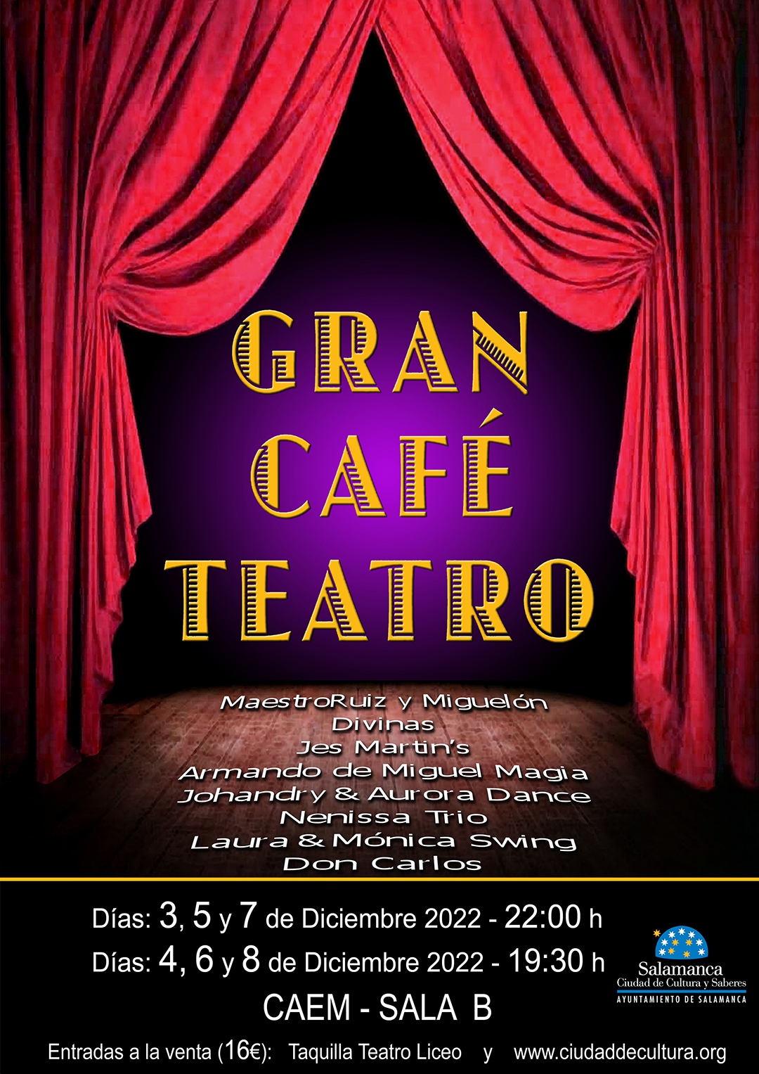 Manana regresa el Gran Cafe Teatro  en la Sala B del CAEM