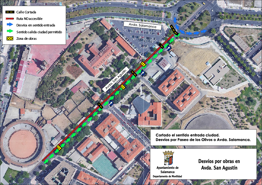Cierre del carril en sentido de entrada a la ciudad de la Avenida de San Agustin