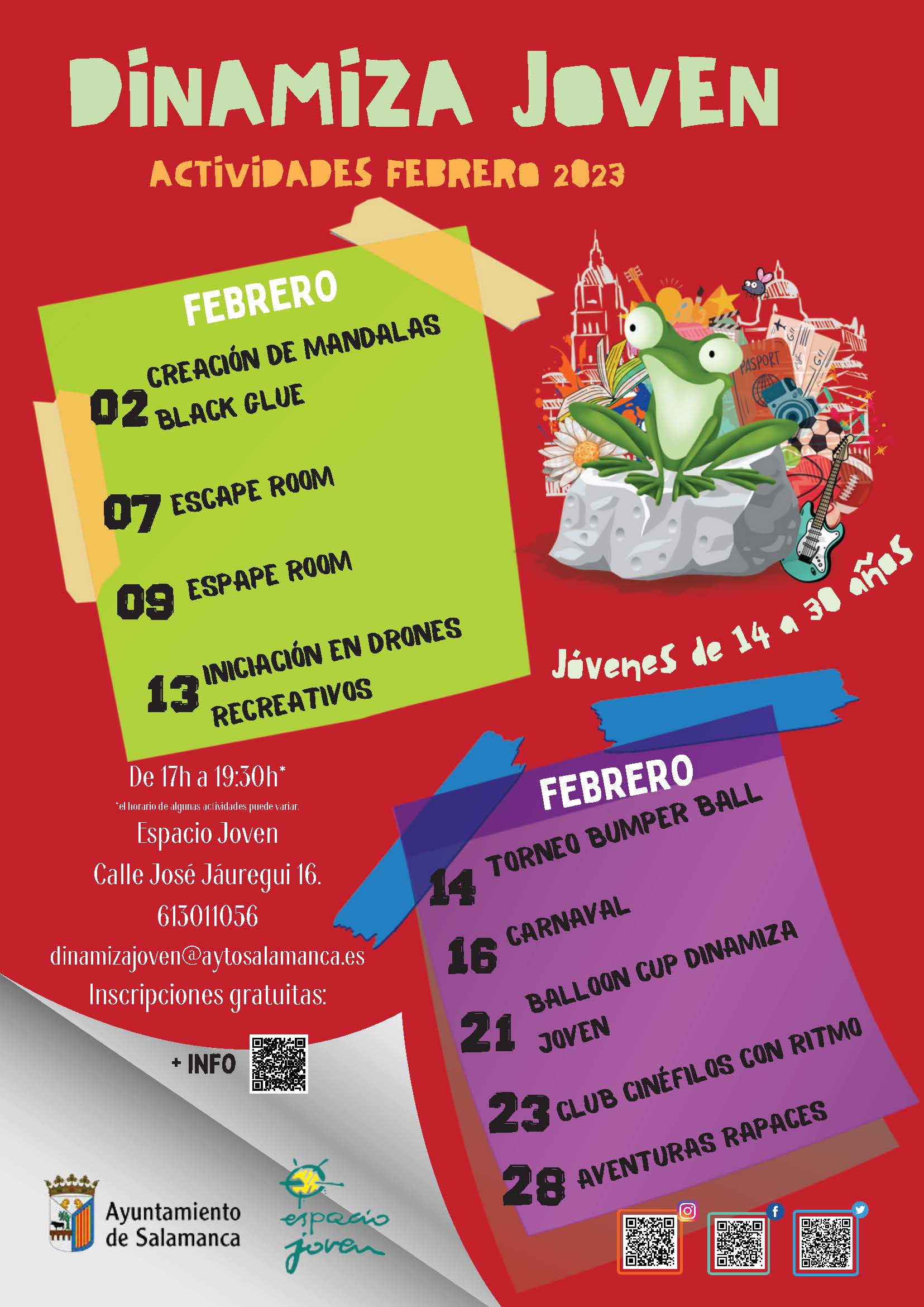 Programacion de  Dinamiza Joven  para el mes de febrero