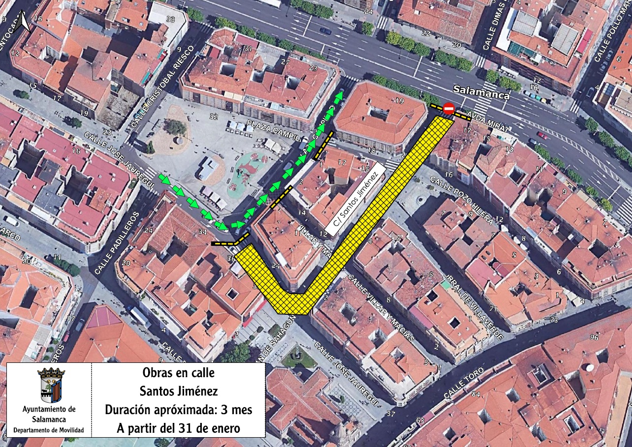 Corte de trafico en la calle Santos Jimenez