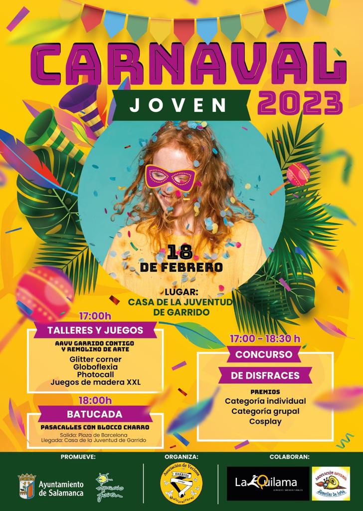 Programa de Carnaval  sabado 18 de febrero en la Casa de la Juventud de Garrido