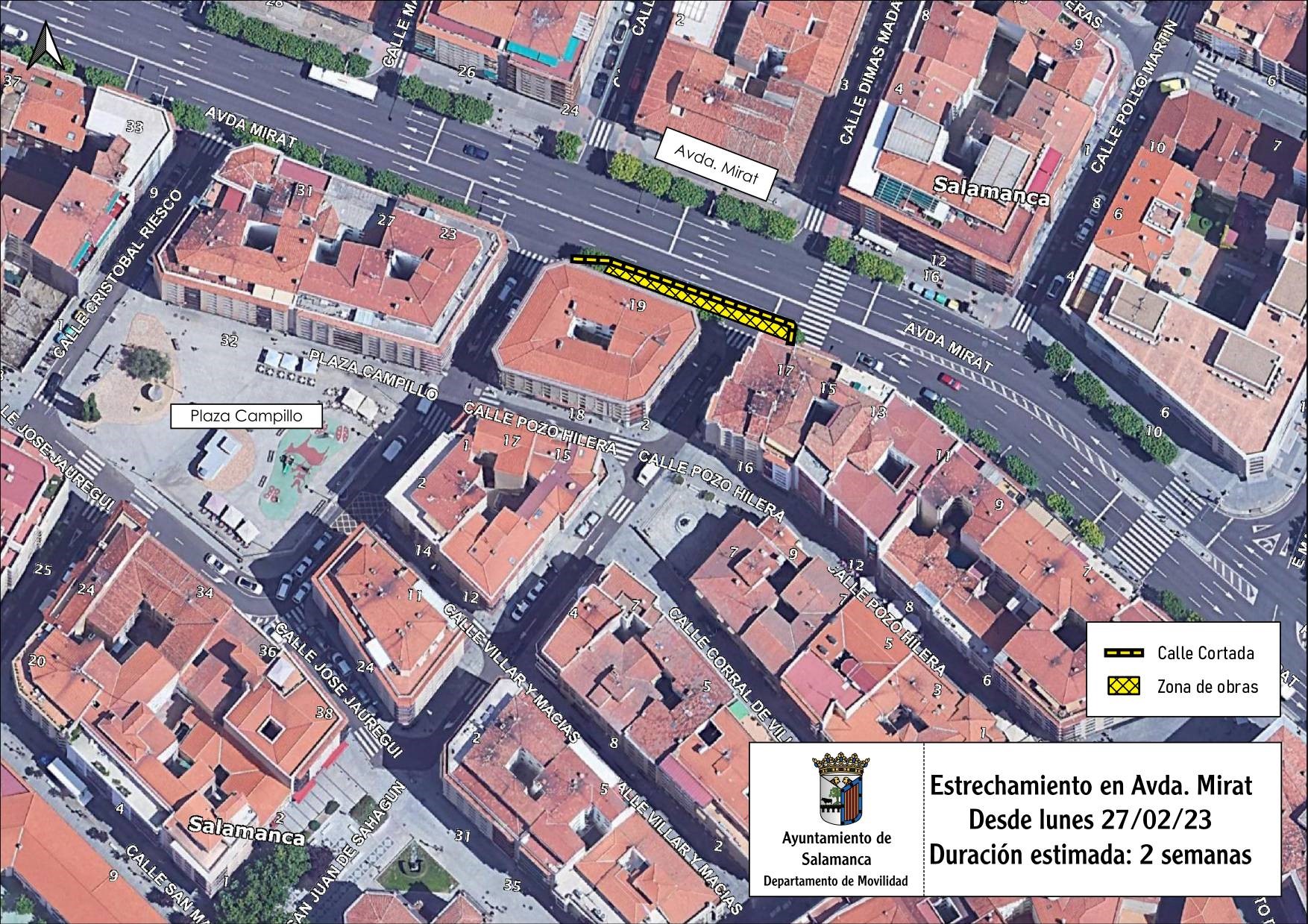 Corte de trafico en avenida de Mirat a partir de manana lunes