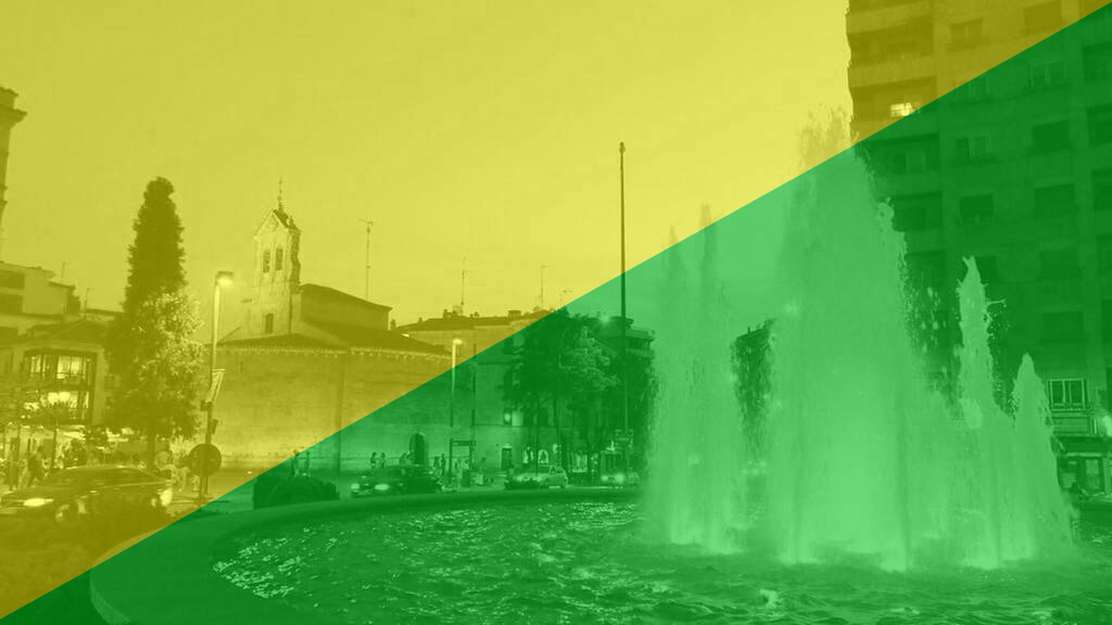 La fuente de la Puerta de Zamora de amarillo y verde por el Dia Mundial de las Enfermedades Raras