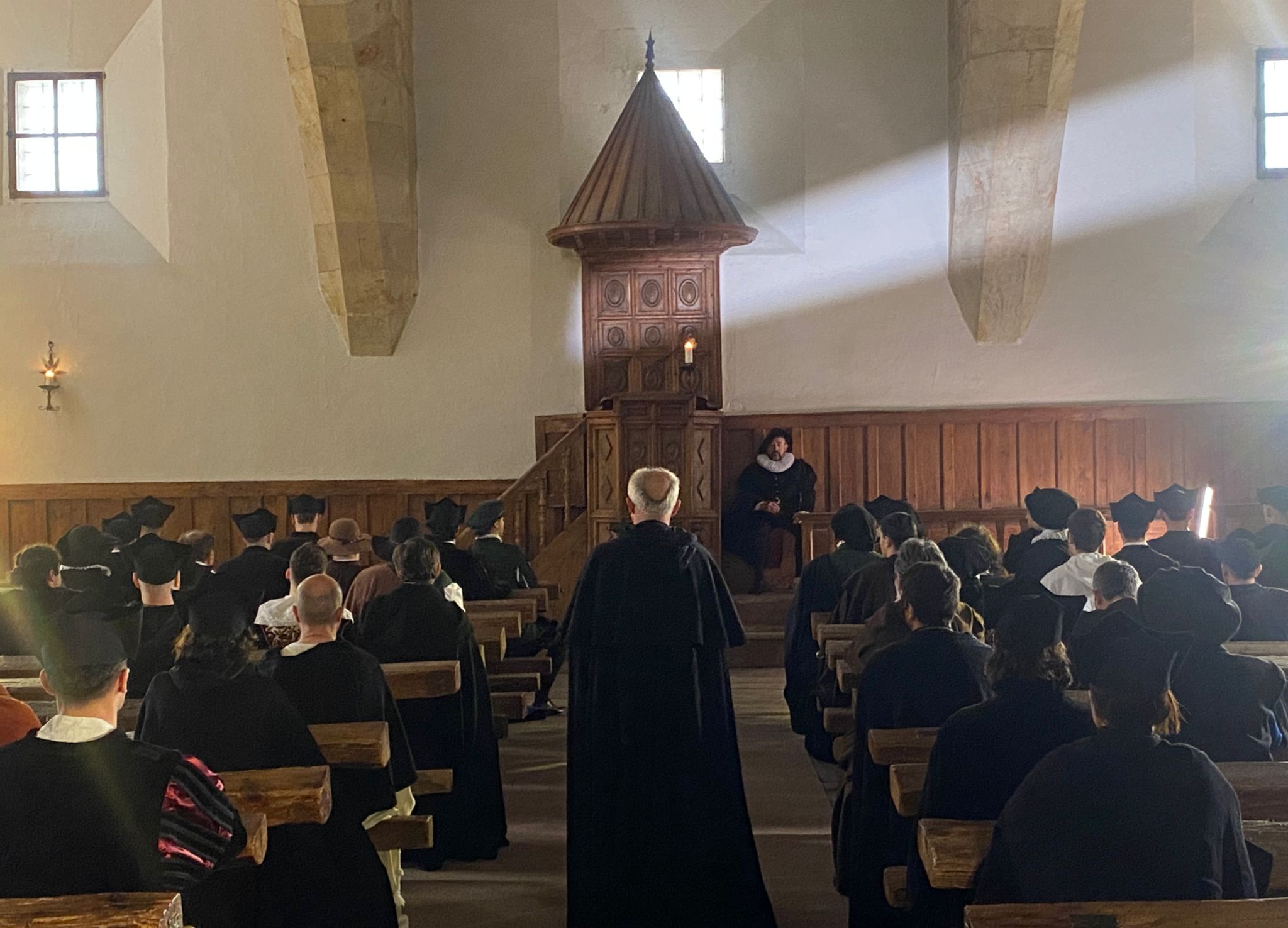 Imagen de la grabacion en el Aula Fray Luis de Leon