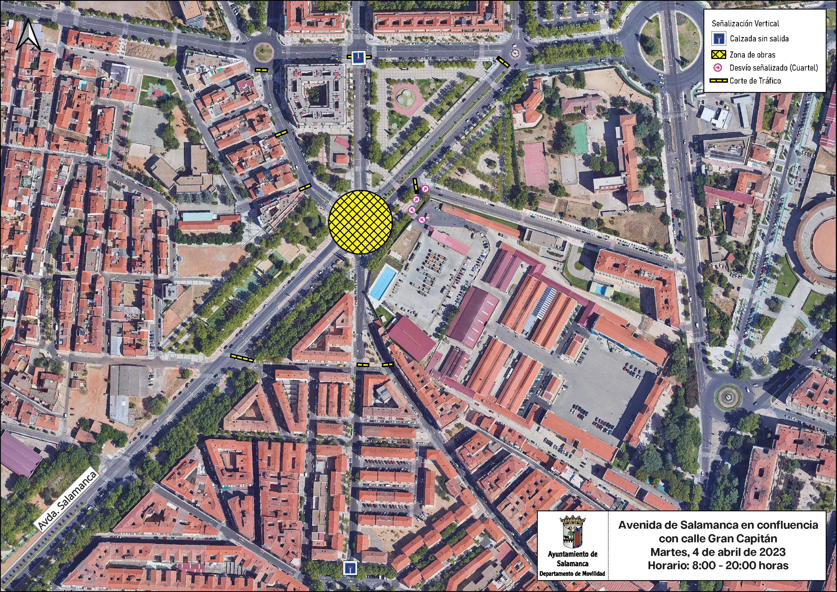 Corte al trafico de la interseccion Avda. de salamanca con gran capitan