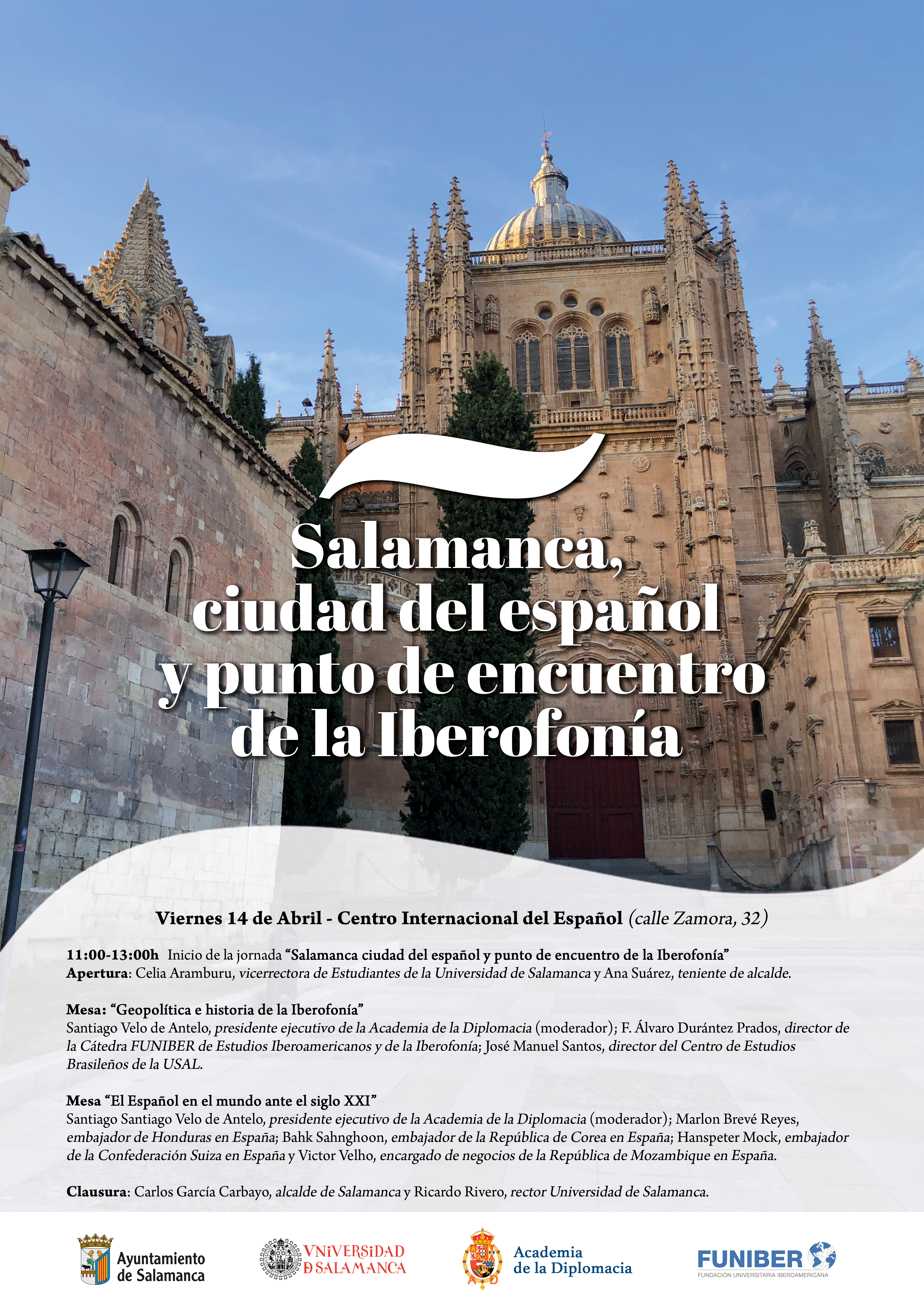 Cartel de la jornada  Salamanca  ciudad del espanol y punto de encuentro de la Iberofonia