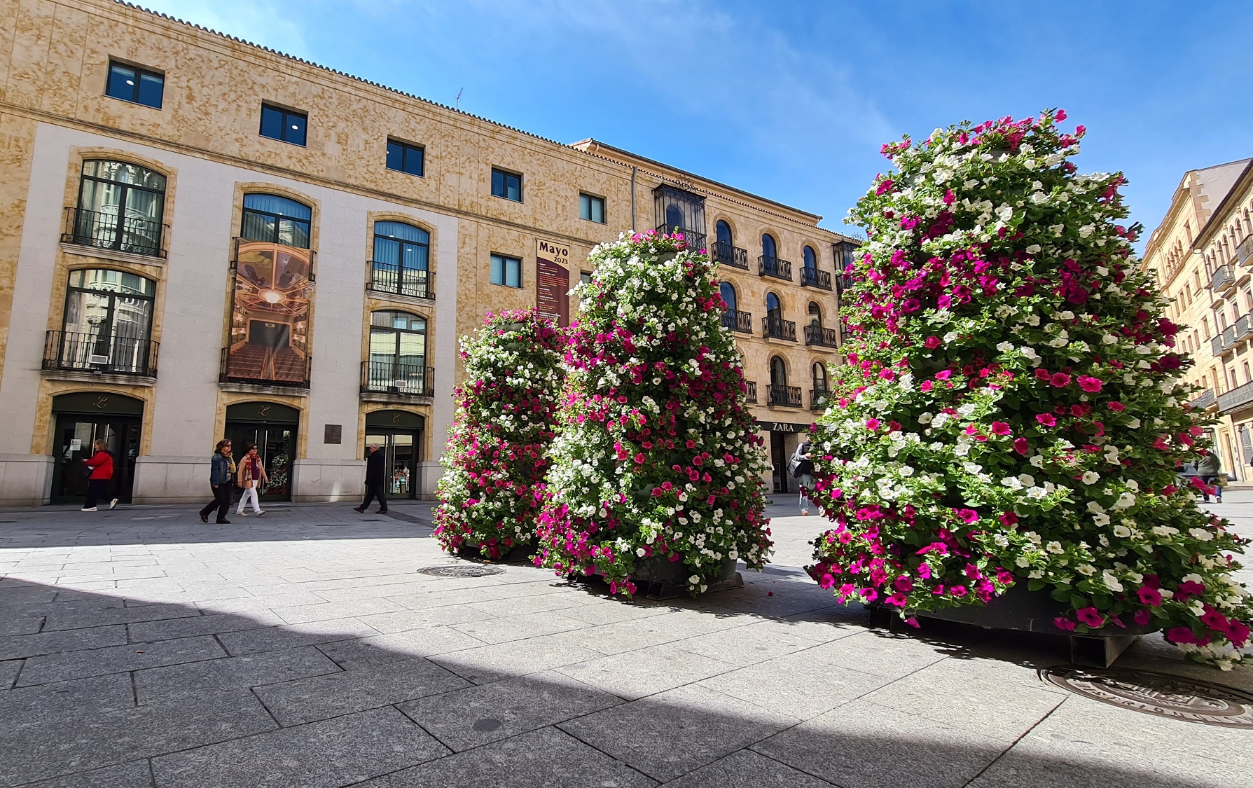 En la Plaza del Liceo se han instalado tres torres florales