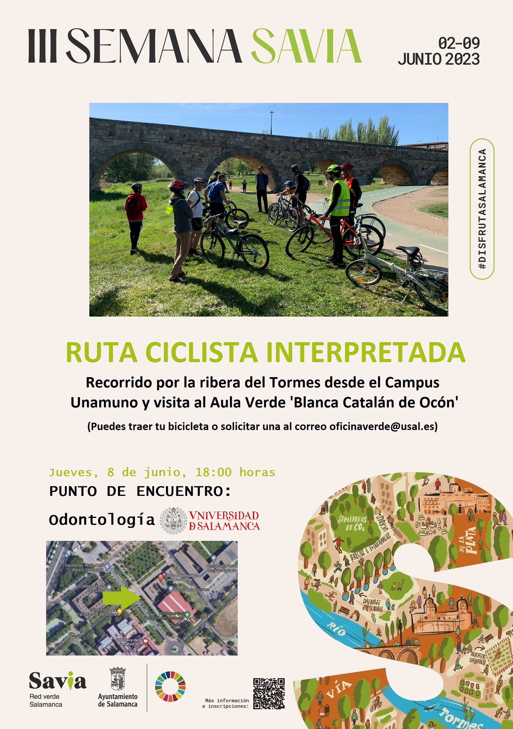 Cartel de la ruta ciclista