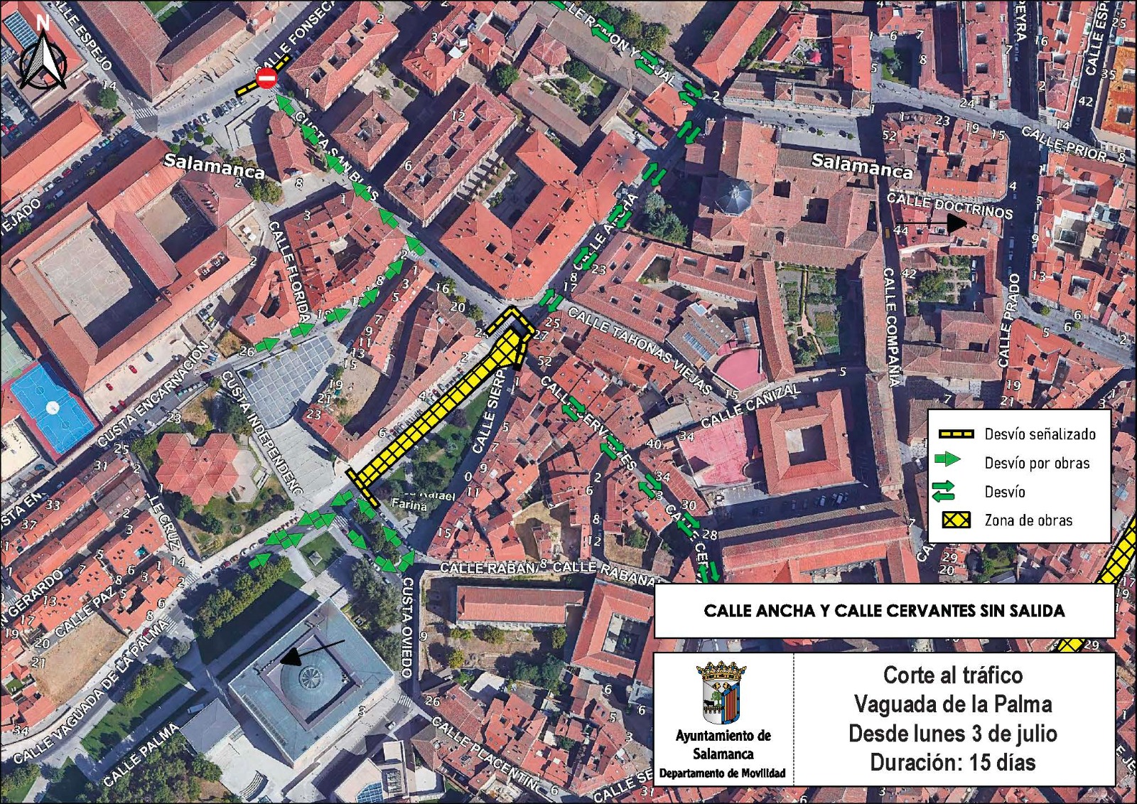 Plano con los cortes y desvios