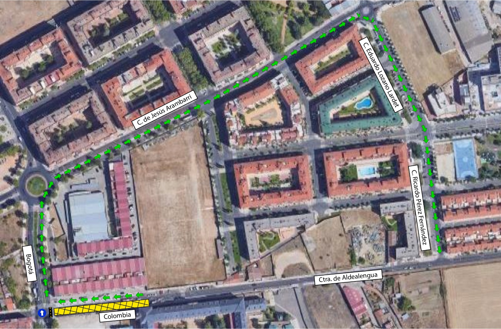 Plano con el corte de trafico y desvios