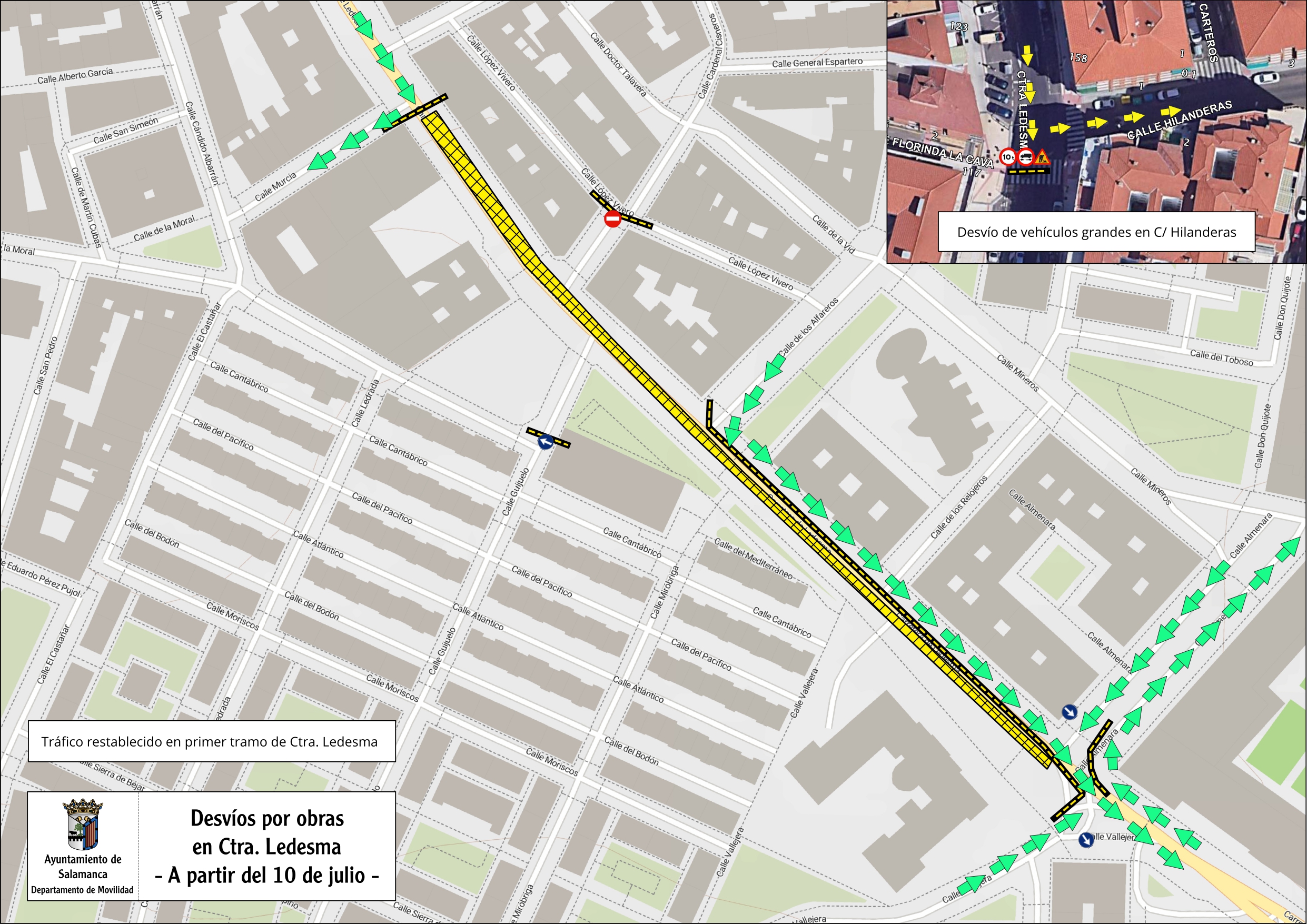 Corte de trafico en la carretera de Ledesma por el avance de las obras de urbanizacion