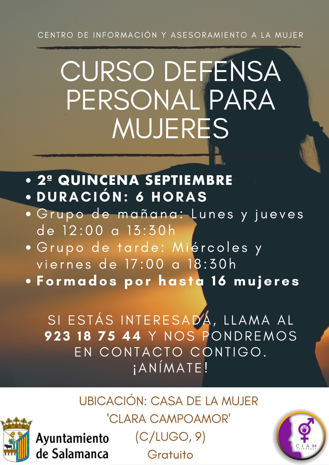 Cartel del Curso de Defensa Personal de la Escuela de Igualdad