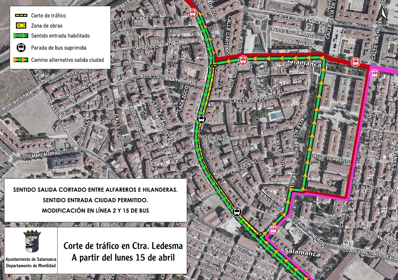 Cortes y desvios de trafico desde el lunes en la carretera de Ledesma