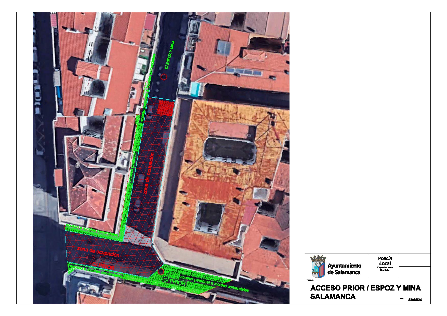 Corte al transito de personas y vehiculos de la calle Espoz y Mina